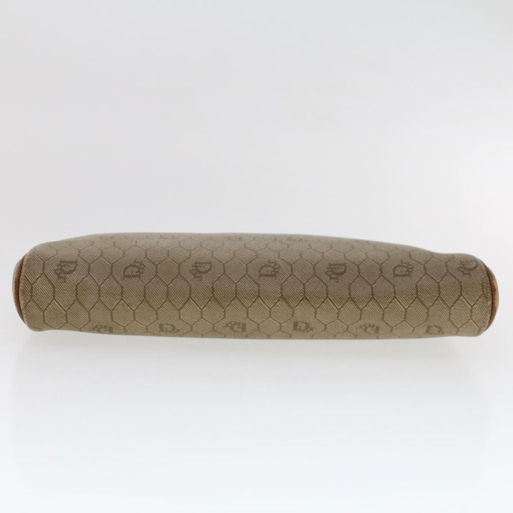 CHRISTIAN DIOR Honeycomb Canvas Clutch Bag PVC Leather Beige Auth ar9839