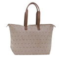 CHRISTIAN DIOR Honeycomb Canvas Tote Bag PVC Leather Beige Brown Auth ar9982
