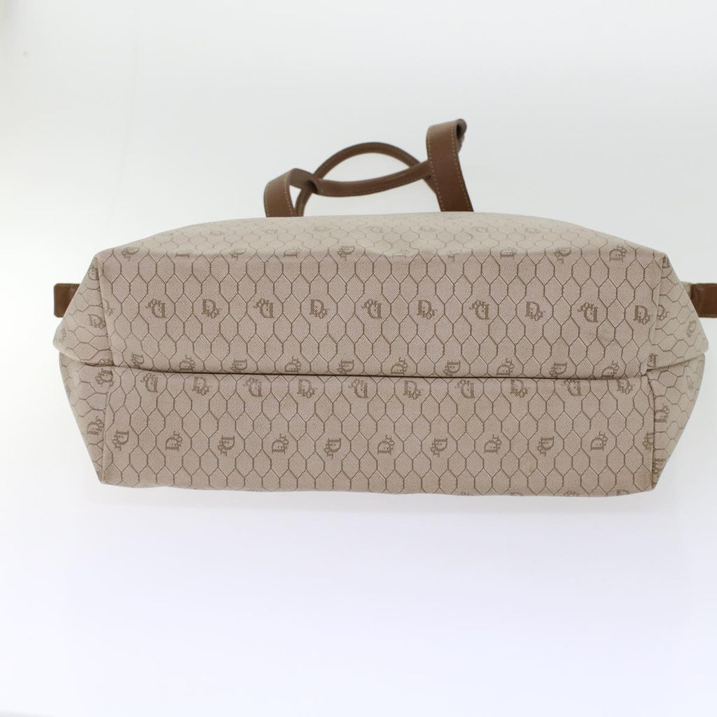 CHRISTIAN DIOR Honeycomb Canvas Tote Bag PVC Leather Beige Brown Auth ar9982