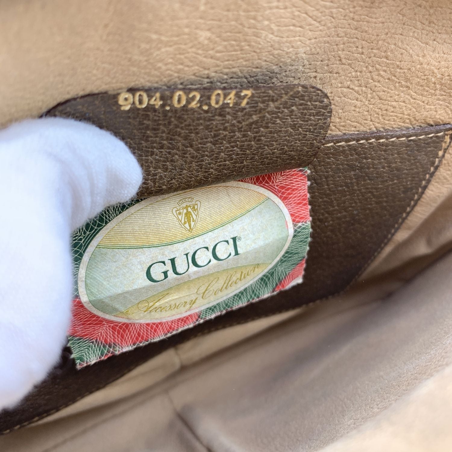 Gucci Vintage Beige Monogram Canvas Small Web Crossbody Bag