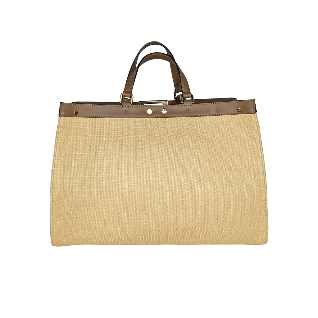 Fendi Medium FF Beige Canvas Peekaboo X-Tote