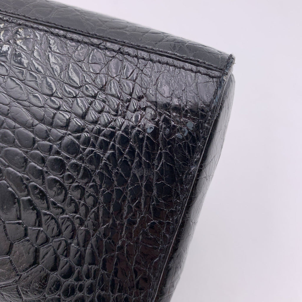 Giorgio Gucci Vintage Black Leather Clutch Bag Handbag
