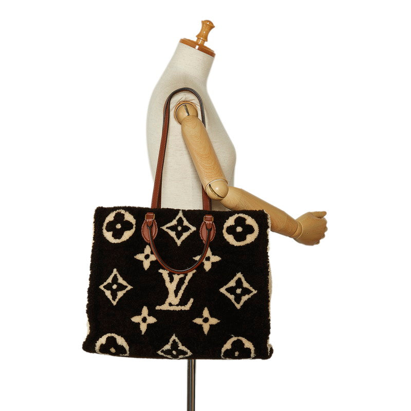 Louis Vuitton Monogram Teddy Onzagore GM Torta Bag M55420 Brown Ivory Mouton Leather  Louis Vuitton