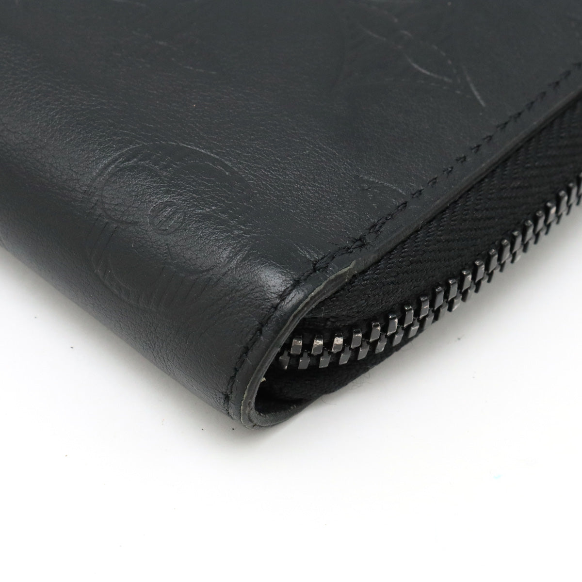 Louis Vuitton Monogram Shadow Zippie Wallet Vertical Round  Long Wallet Leather Black M62902