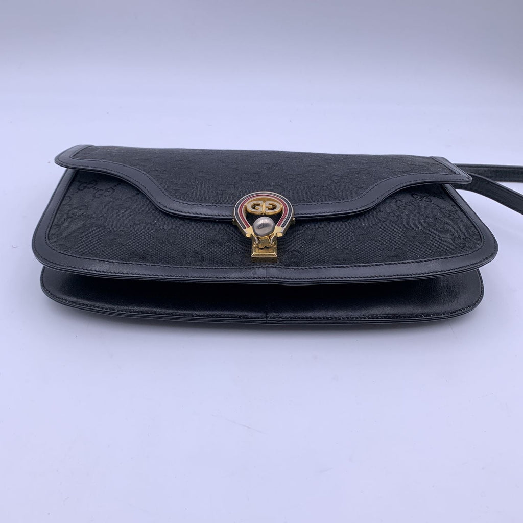 Gucci Vintage Black Monogram Canvas Convertible Shoulder Bag