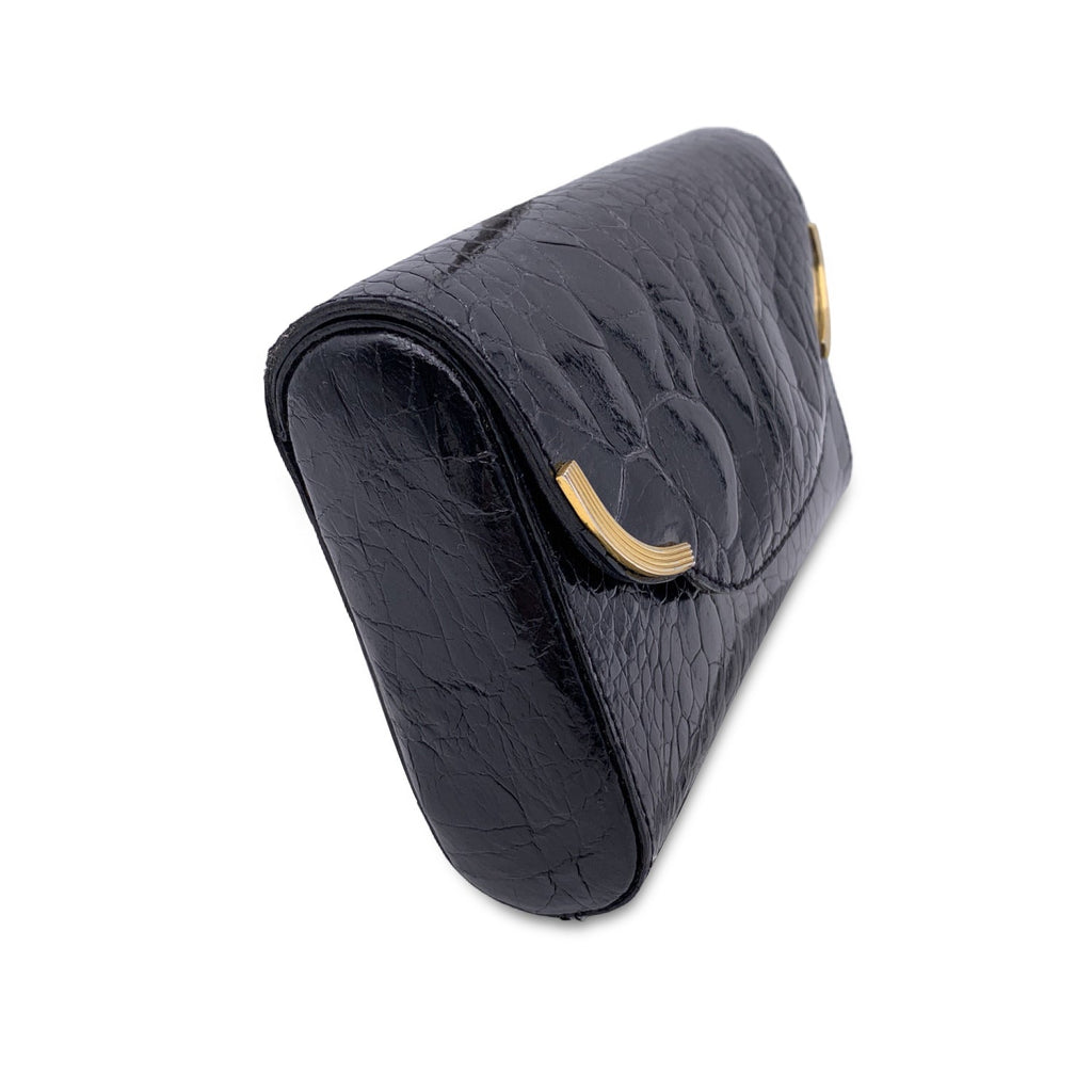 Giorgio Gucci Vintage Black Leather Clutch Bag Handbag
