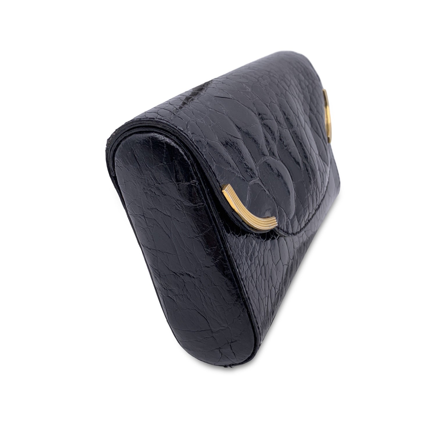 Giorgio Gucci Vintage Black Leather Clutch Bag Handbag