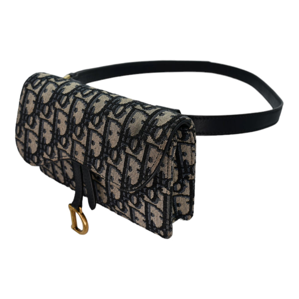 Christian Dior Oblique Saddle Belt Bag Blue