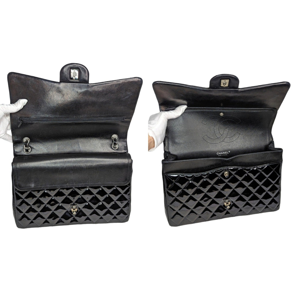 Chanel Patent Quilted Maxi Classic Double Flap Black