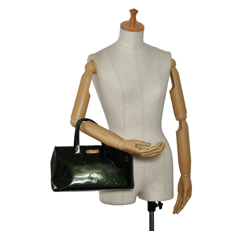 Louis Vuitton Wilshere PM Handbag Monogram Vernis M93684 Blue Green Patent Ladies
