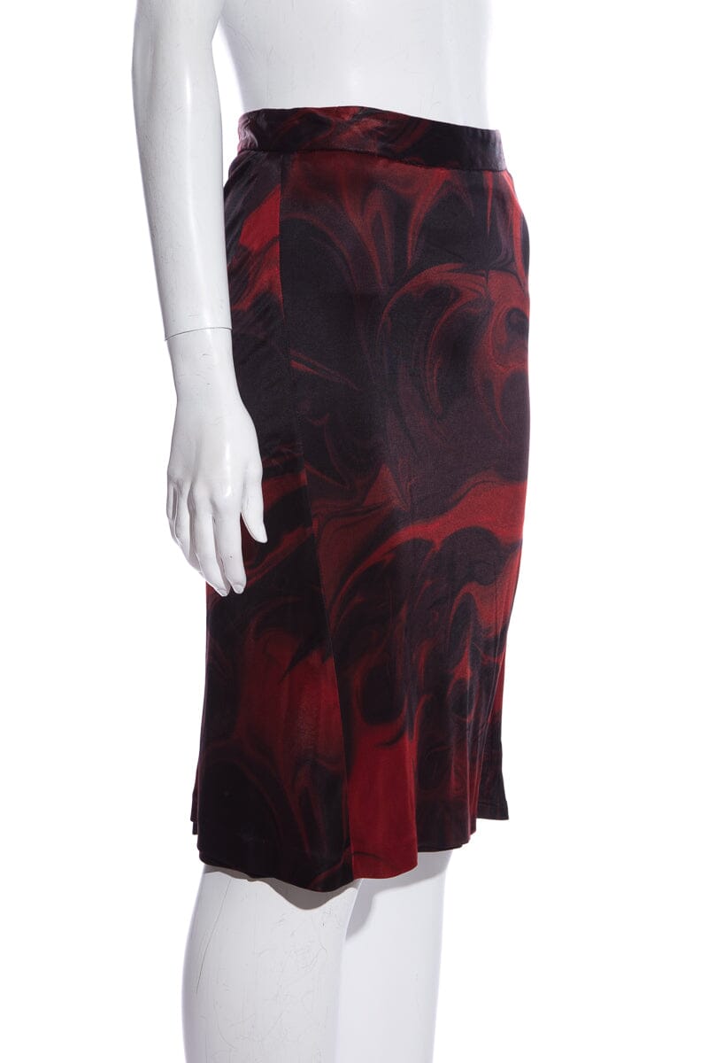 Gucci Red & Black Abstract Print Skirt SZ 38