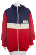 Gucci Red & Blue Zip Up Knit & Nylon Wind Breaker Jacket SZ XL