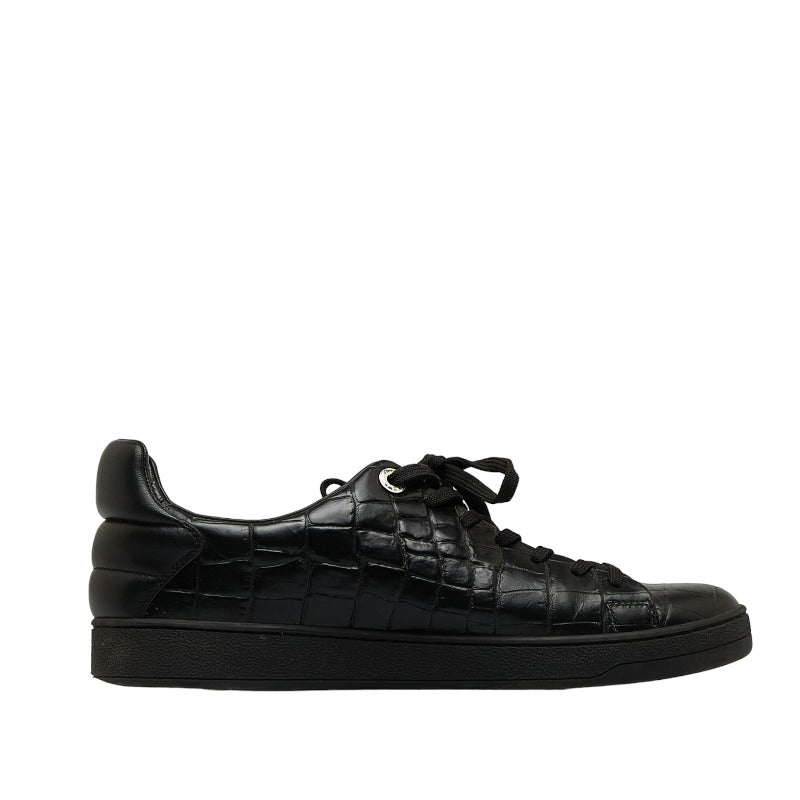 Louis Vuitton Crocodile Front Loop Lockout Sneaker MS0136 Black Silver Leather Lavender Men LOUIS VUITTON
