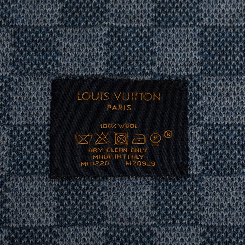 Louis Vuitton Louis Vuitton Damière M70929 Maffler Wool Blue Naivie Men's Eve
