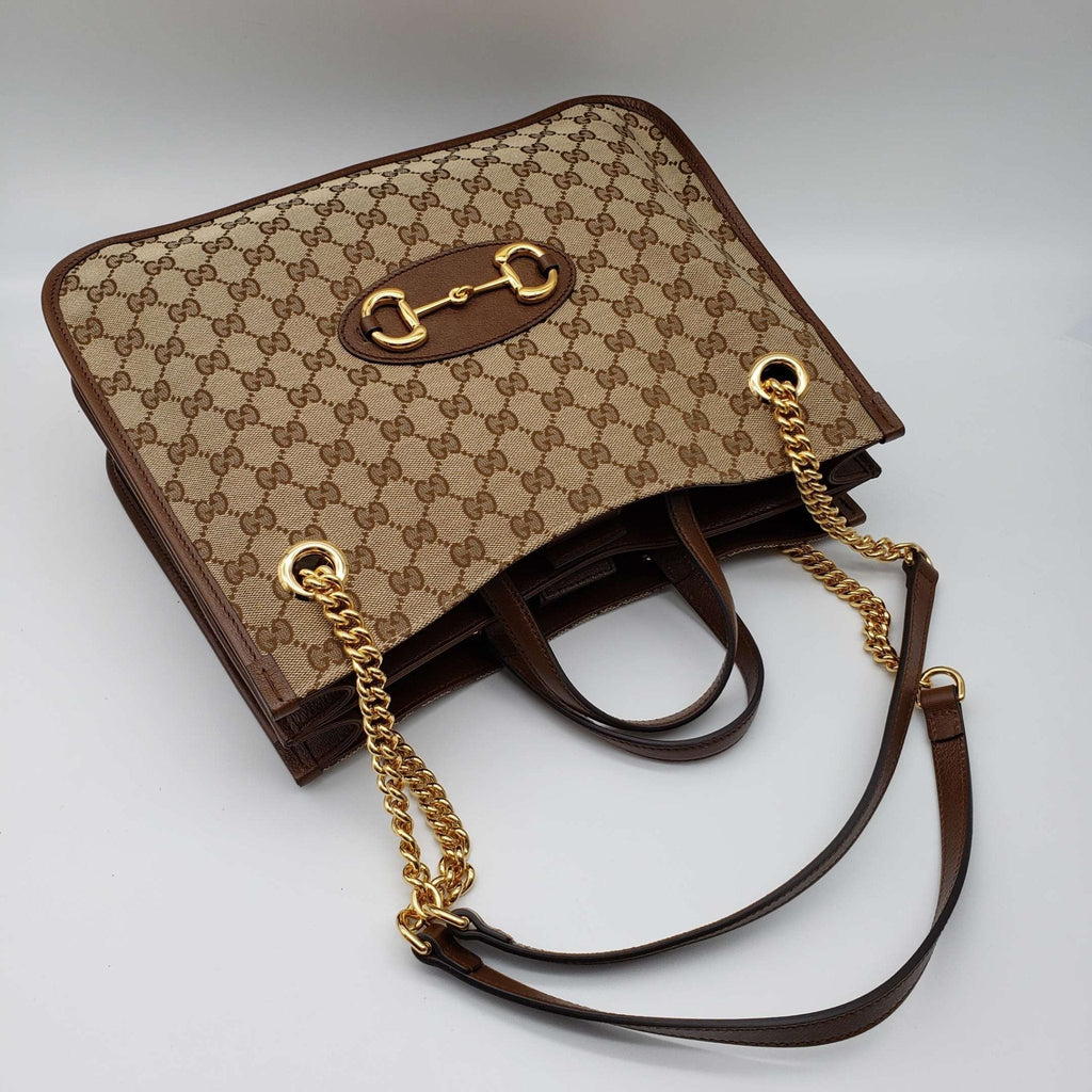 Brand New 1955 Gucci Horsebit Large GG Tote Bag