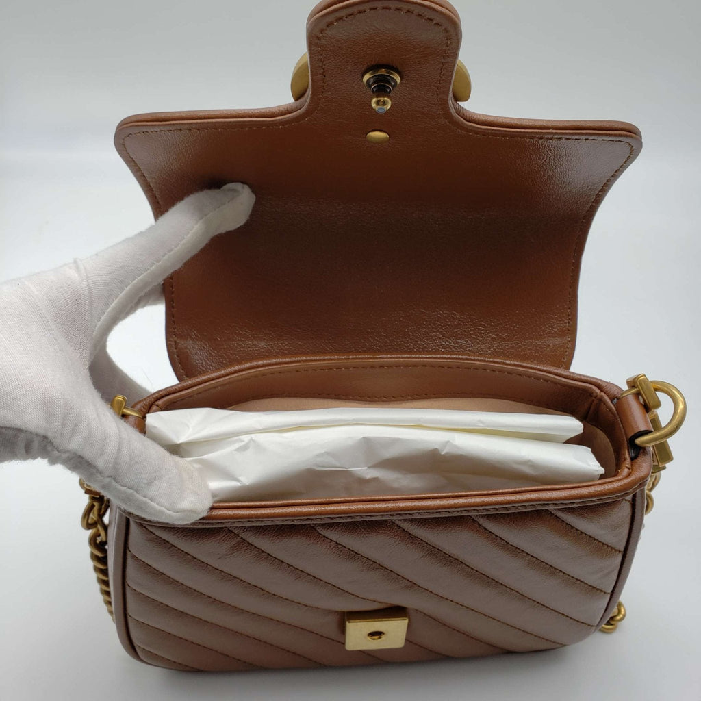 Brand New Gucci GG Mini Top Handle Brown Shoulder Bag