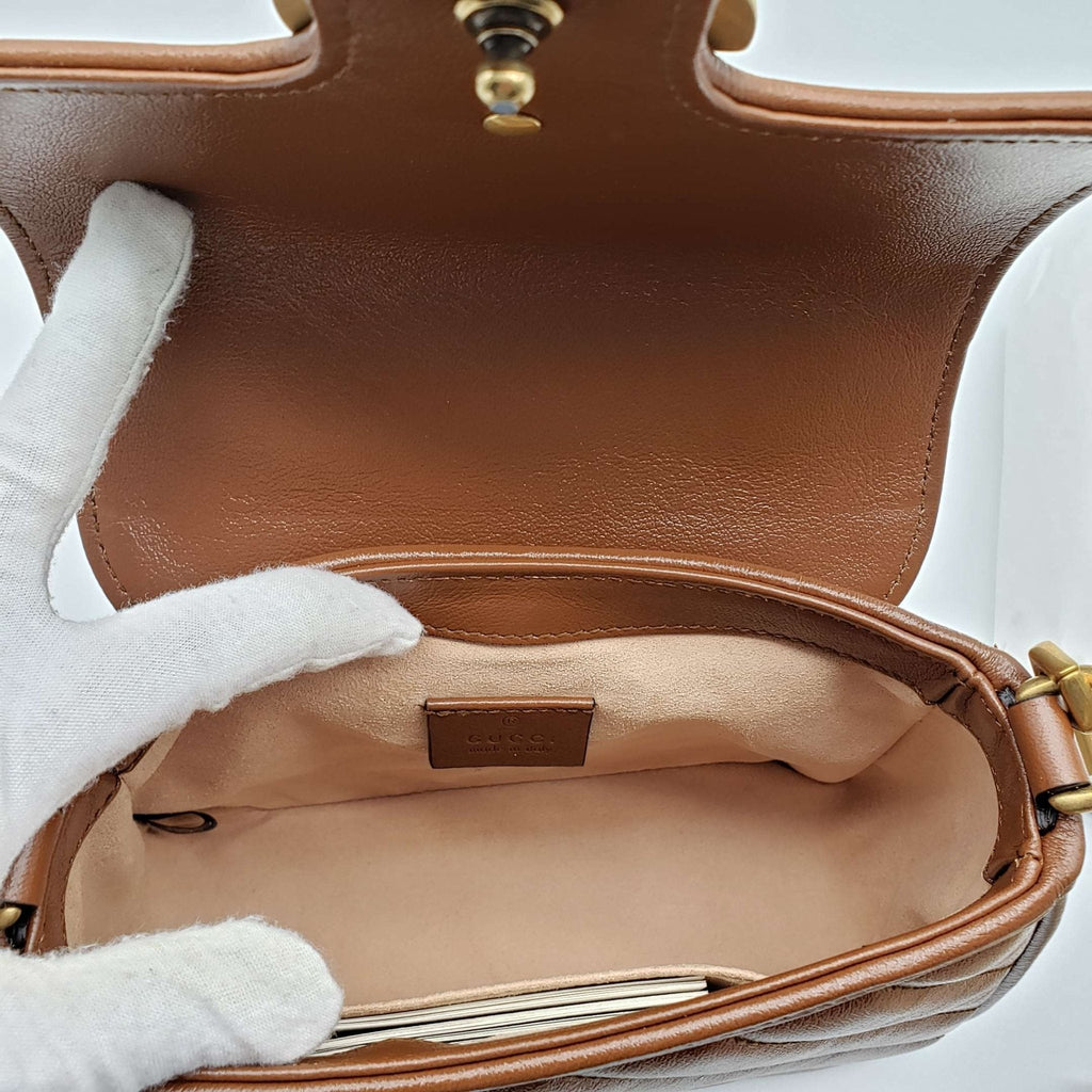 Brand New Gucci GG Mini Top Handle Brown Shoulder Bag