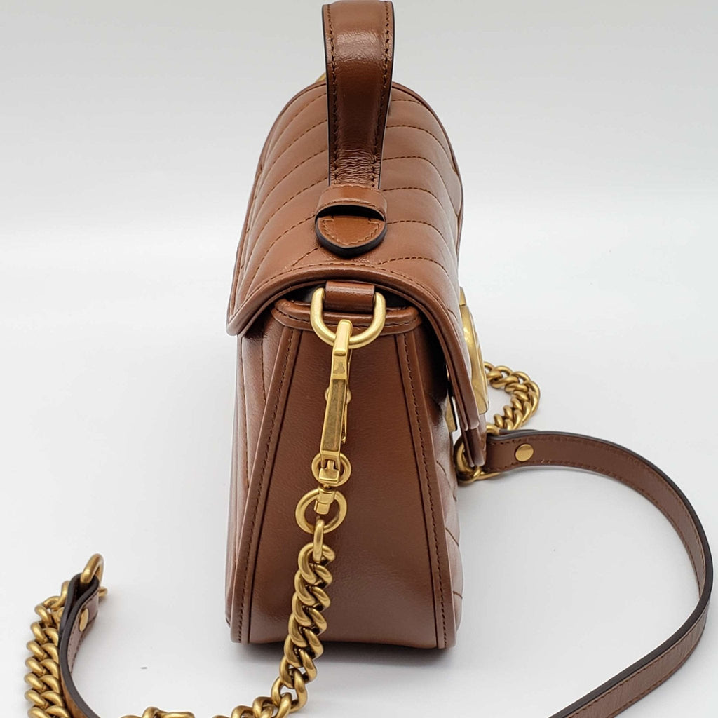 Brand New Gucci GG Mini Top Handle Brown Shoulder Bag