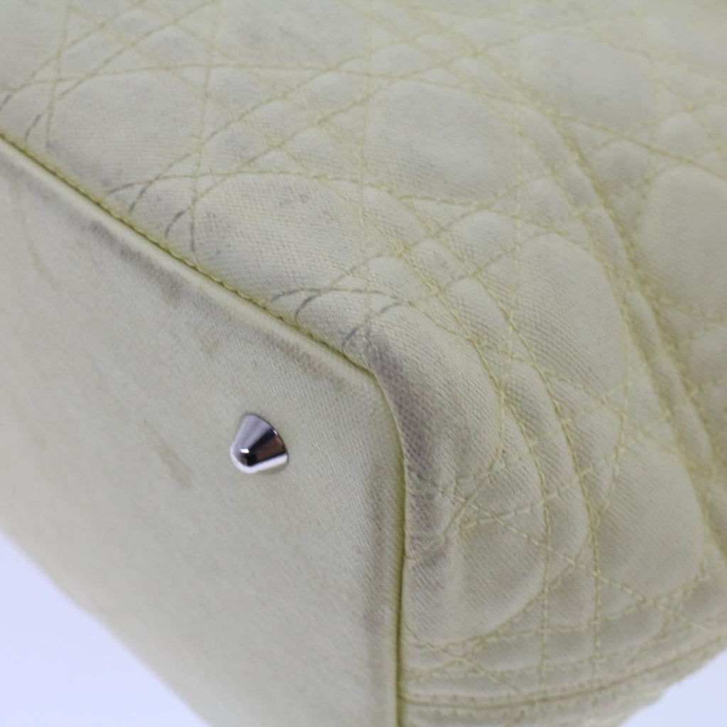 CHRISTIAN DIOR Lady Dior Canage Tote Bag Coated Canvas Yellow Auth bs5871