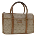 CHRISTIAN DIOR Honeycomb Canvas Hand Bag PVC Leather Beige Auth bs6449