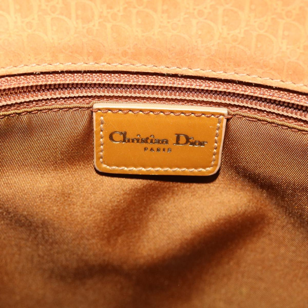 CHRISTIAN DIOR Trotter Canvas Tote Bag Beige Auth bs6841