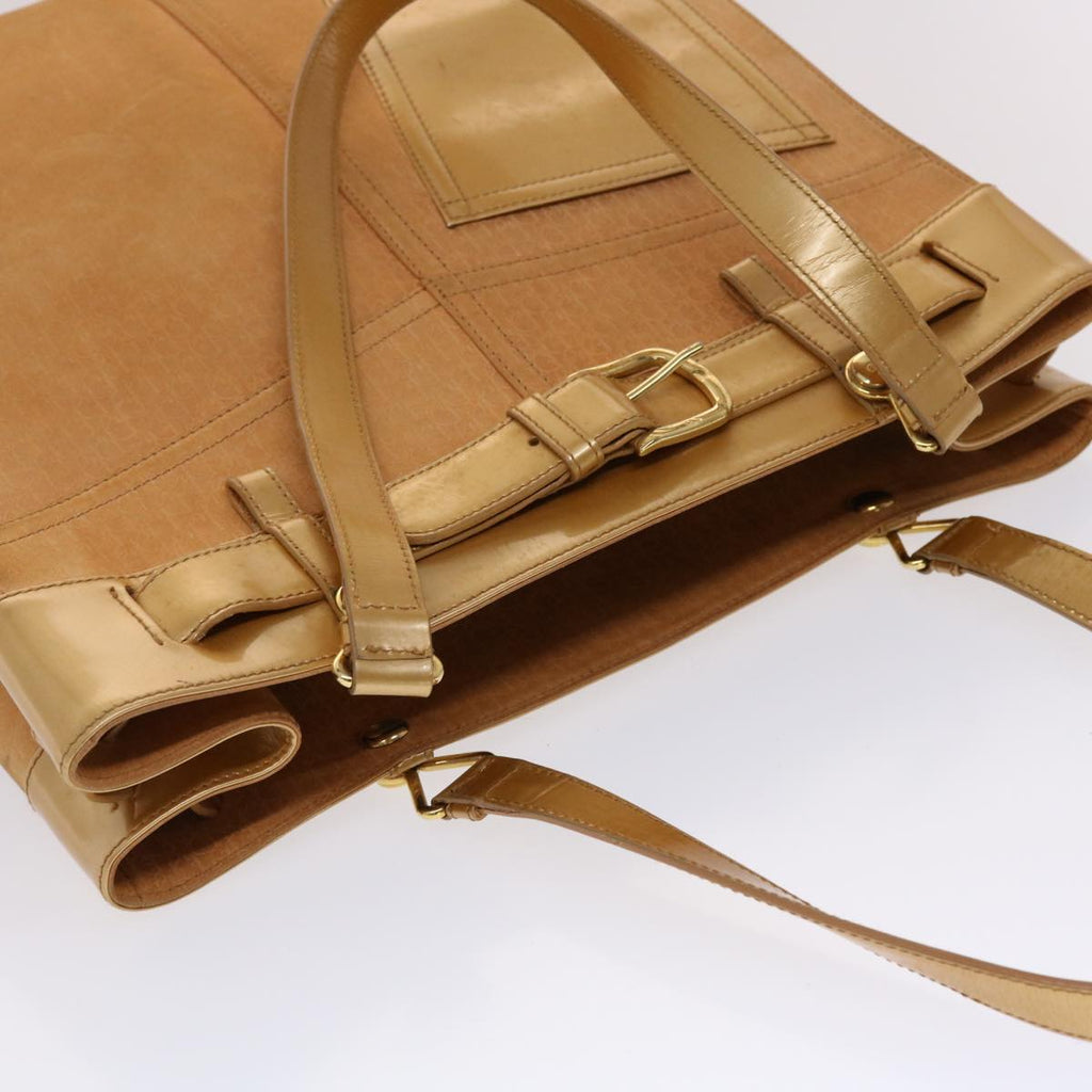 CHRISTIAN DIOR Trotter Canvas Tote Bag Beige Auth bs6841