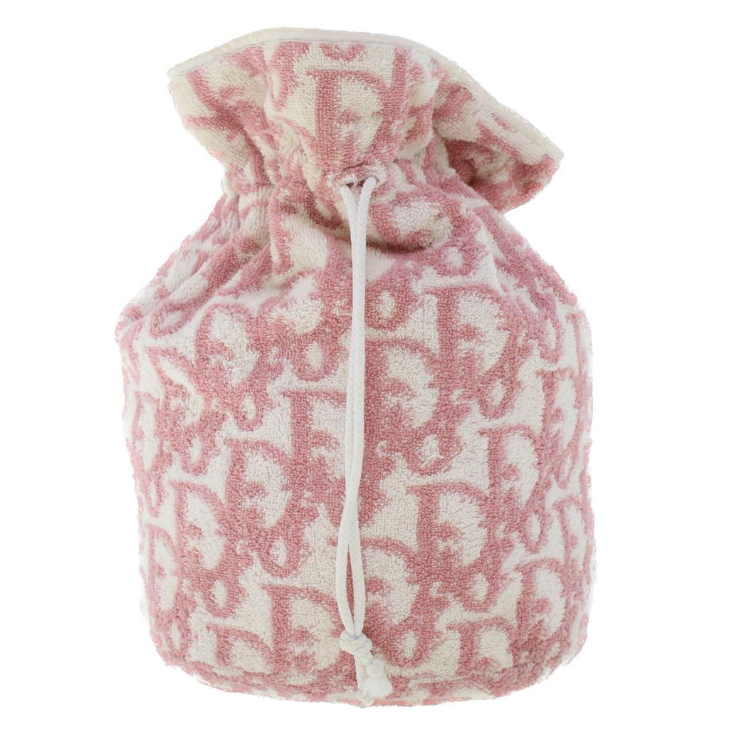 CHRISTIAN DIOR Trotter Canvas Shoulder Bag Pile Pink Auth bs6850