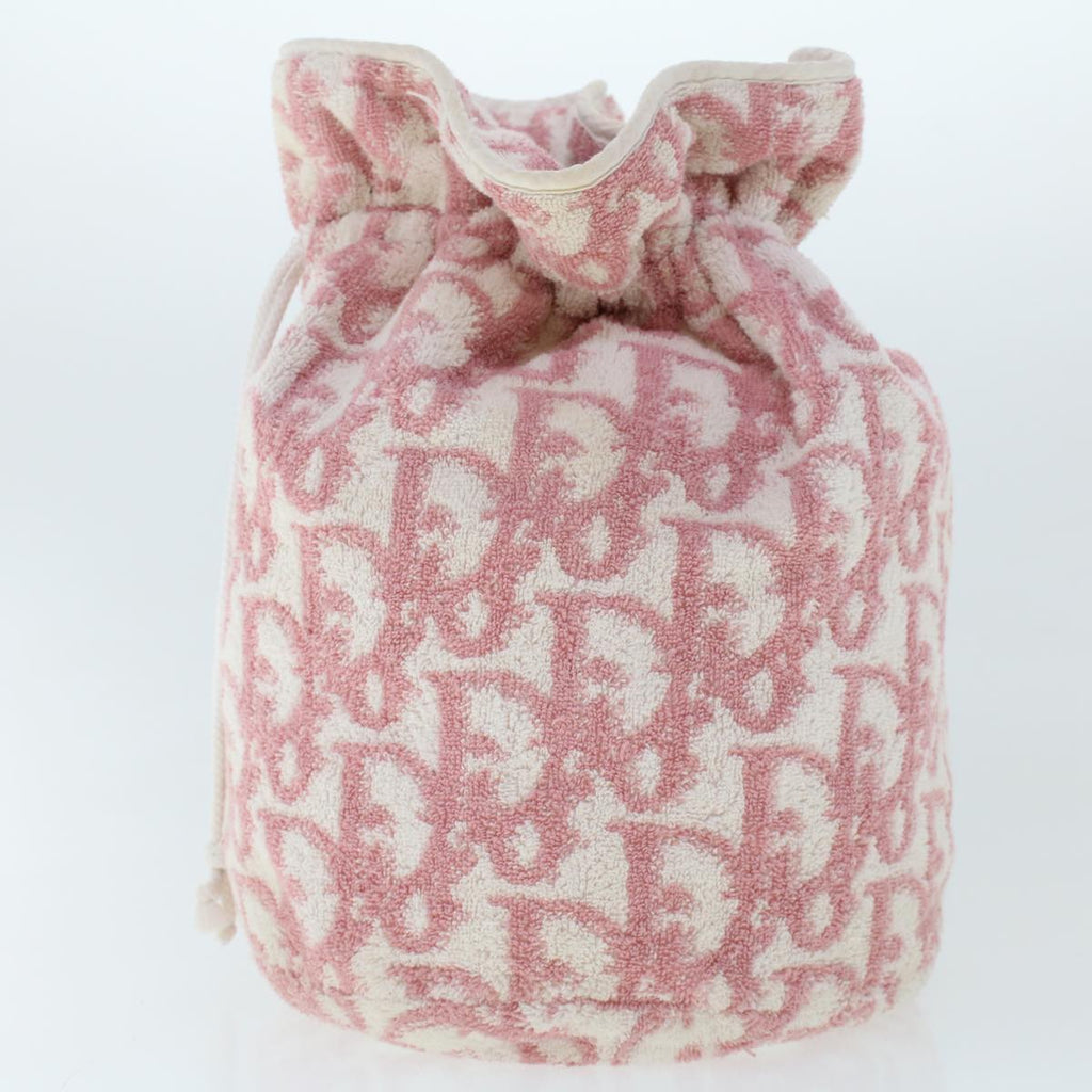CHRISTIAN DIOR Trotter Canvas Shoulder Bag Pile Pink Auth bs6850