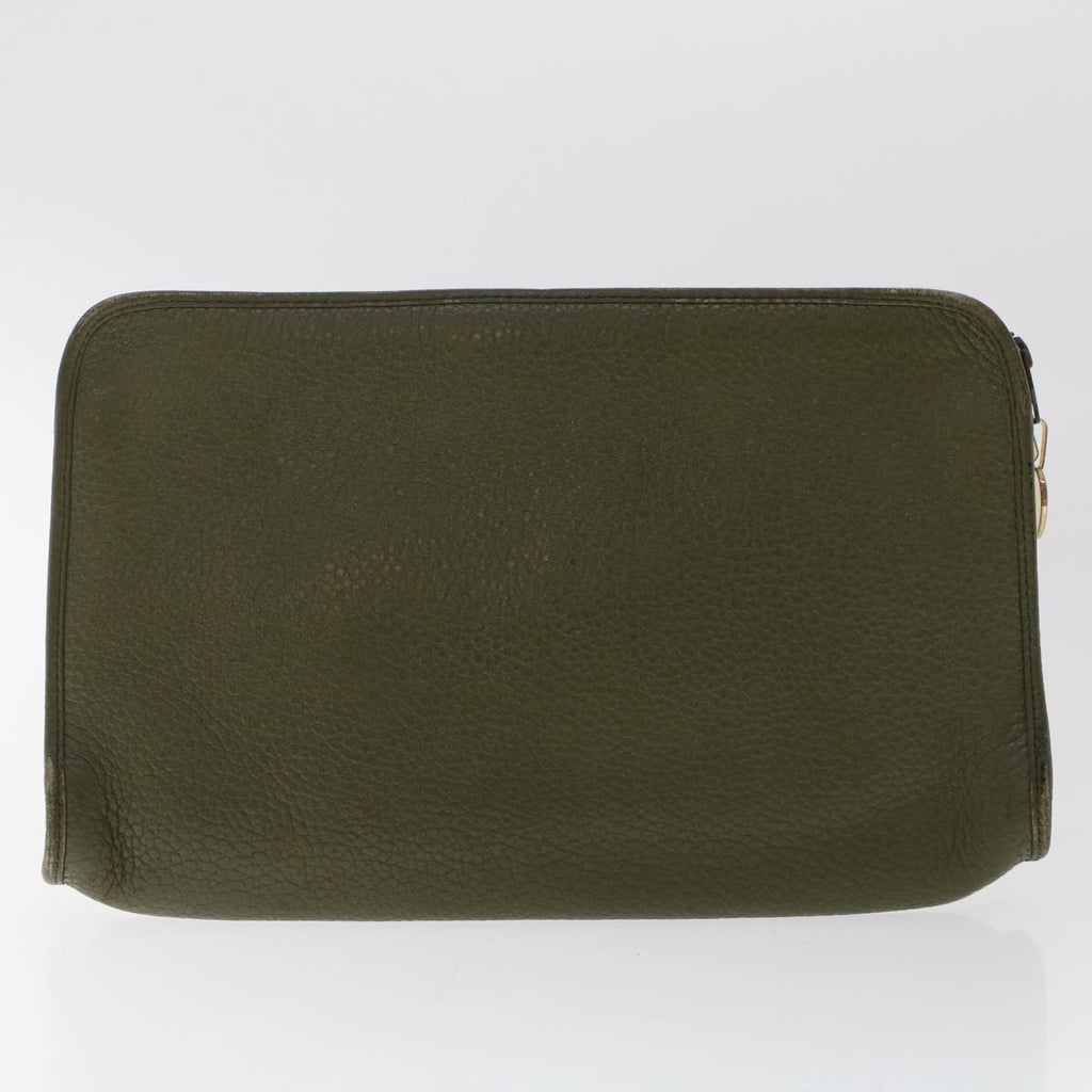 CHRISTIAN DIOR Shoulder Clutch Bag Leather 2Set Khaki Brown Auth bs6885