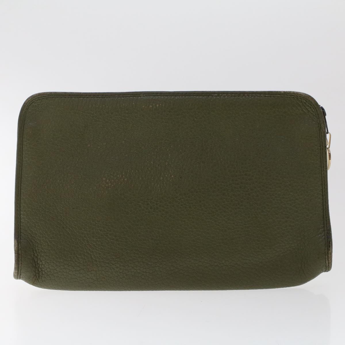 CHRISTIAN DIOR Shoulder Clutch Bag Leather 2Set Khaki Brown Auth bs6885