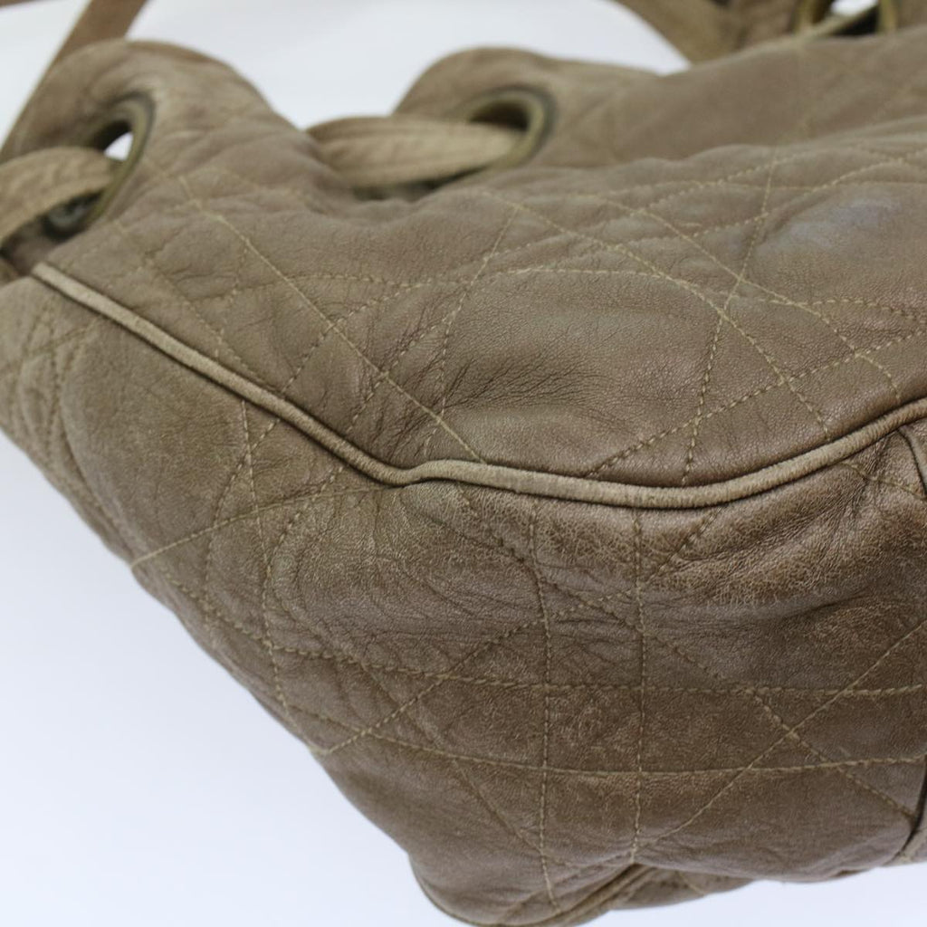 CHRISTIAN DIOR Canage Shoulder Bag Leather Brown Auth bs7073