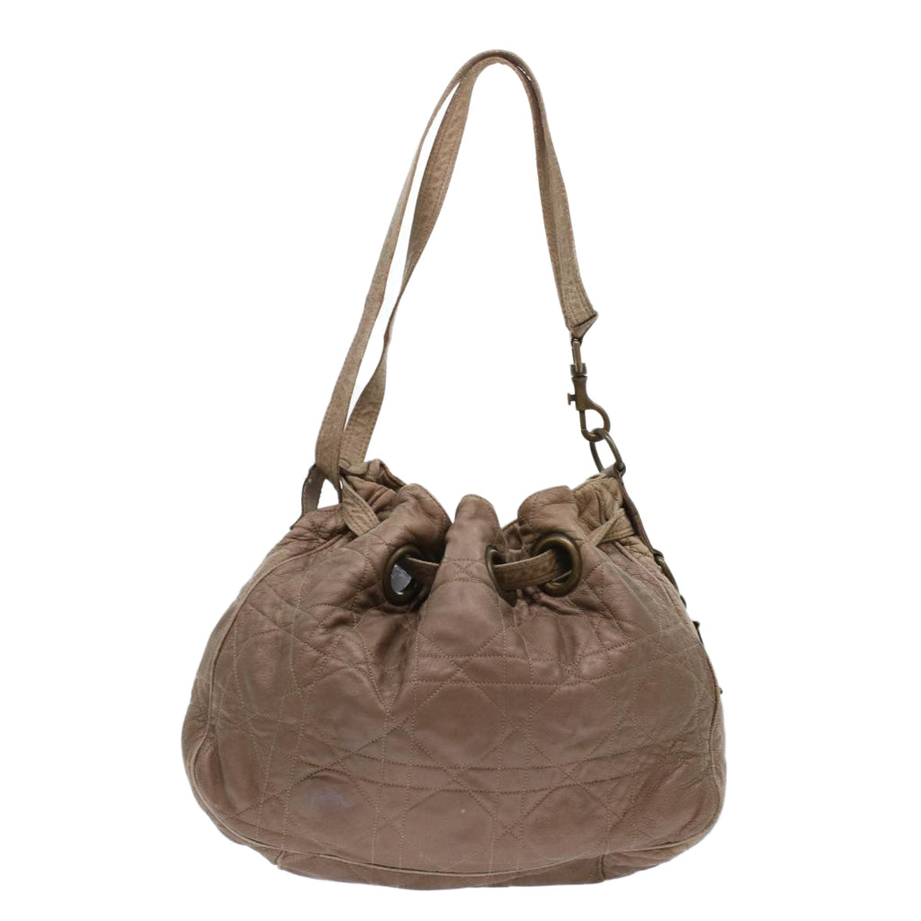 CHRISTIAN DIOR Canage Shoulder Bag Leather Brown Auth bs7073