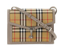 Burberry Small Macken Vintage Check Gray Canvas Cross Body Bag