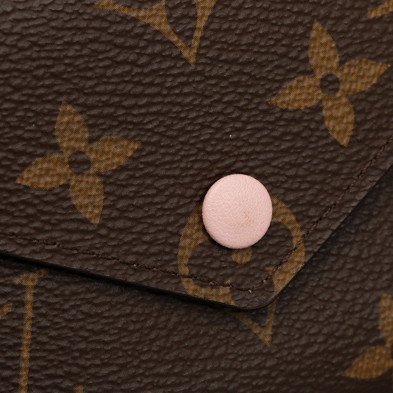 Louis Vuitton Monogram M62360 Three Folded Wallet PVC/Leather Rose Valerie Brown Ladies Parisian
