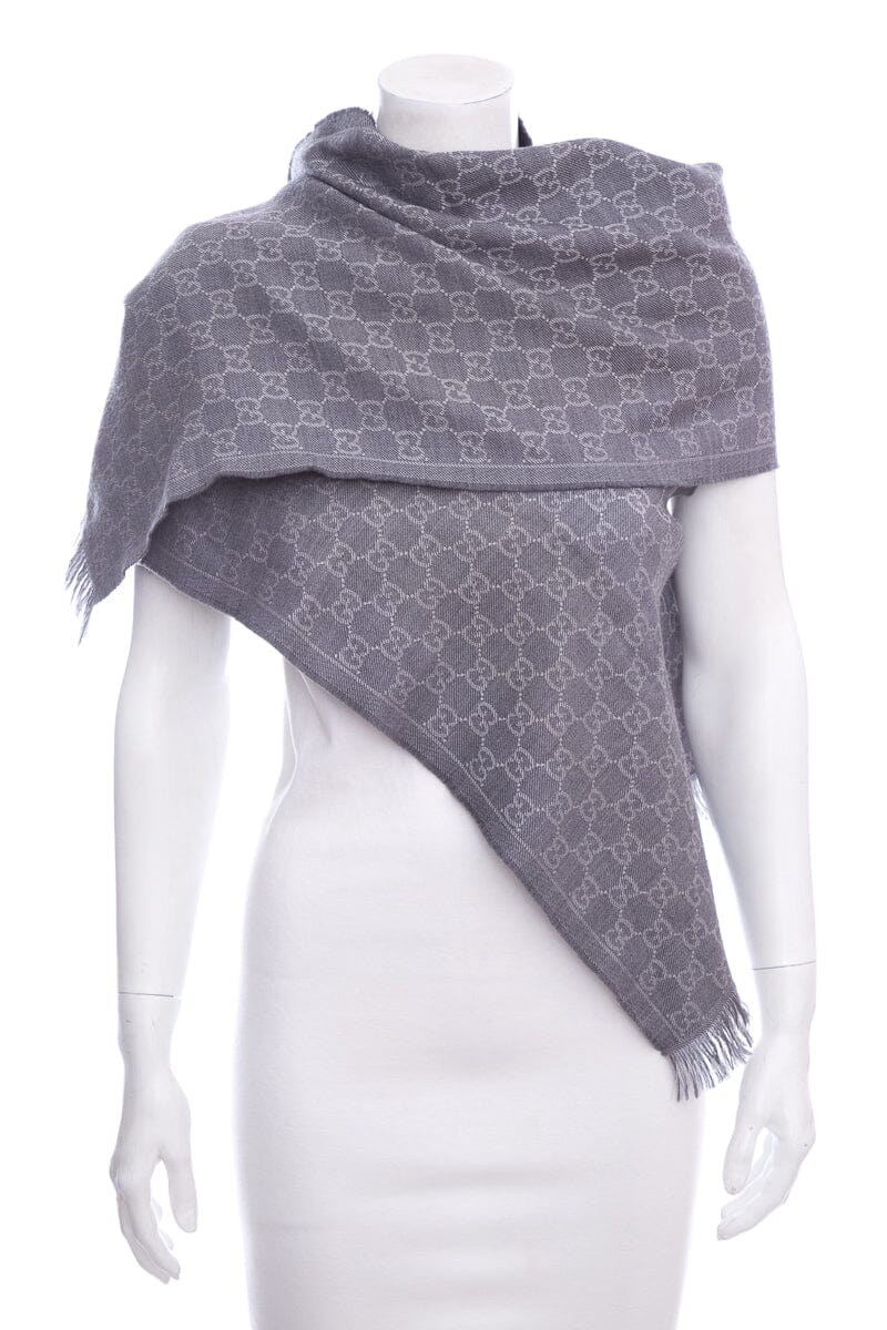 Gucci Grey Monogram Large Scarf