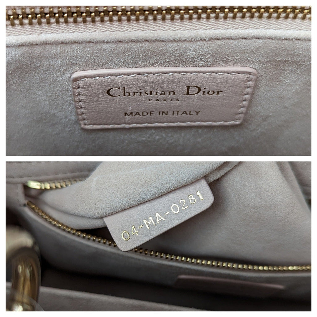 Christian Dior Powder Pink Cannage Lambskin Medium Lady Dior