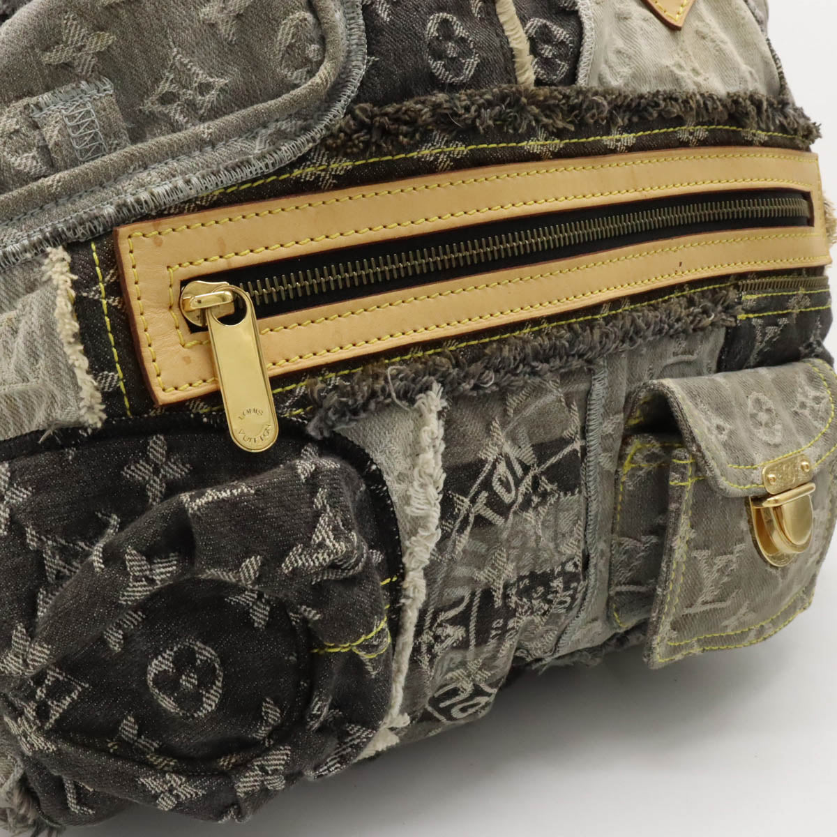 Louis Vuitton Monogram Denim Patchwork Bowie Shoulder Bag Boston Gray Bag M95377