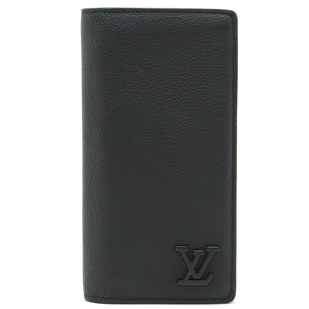 LOUIS VUITTON Louis Vuitton LV Aerogram Portfolio Brother NM 2 Folded Wallet 2 Folded Green Leather Noir Black M69980