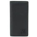 LOUIS VUITTON Louis Vuitton LV Aerogram Portfolio Brother NM 2 Folded Wallet 2 Folded Green Leather Noir Black M69980