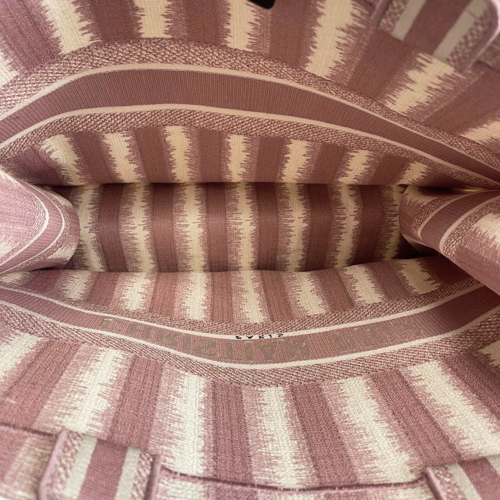 DIOR Bayadere Stripe Large Book Tote D-Stripes Embroidery Pink
