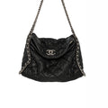 Chanel Washed Lambskin Chain Around Hobo Black