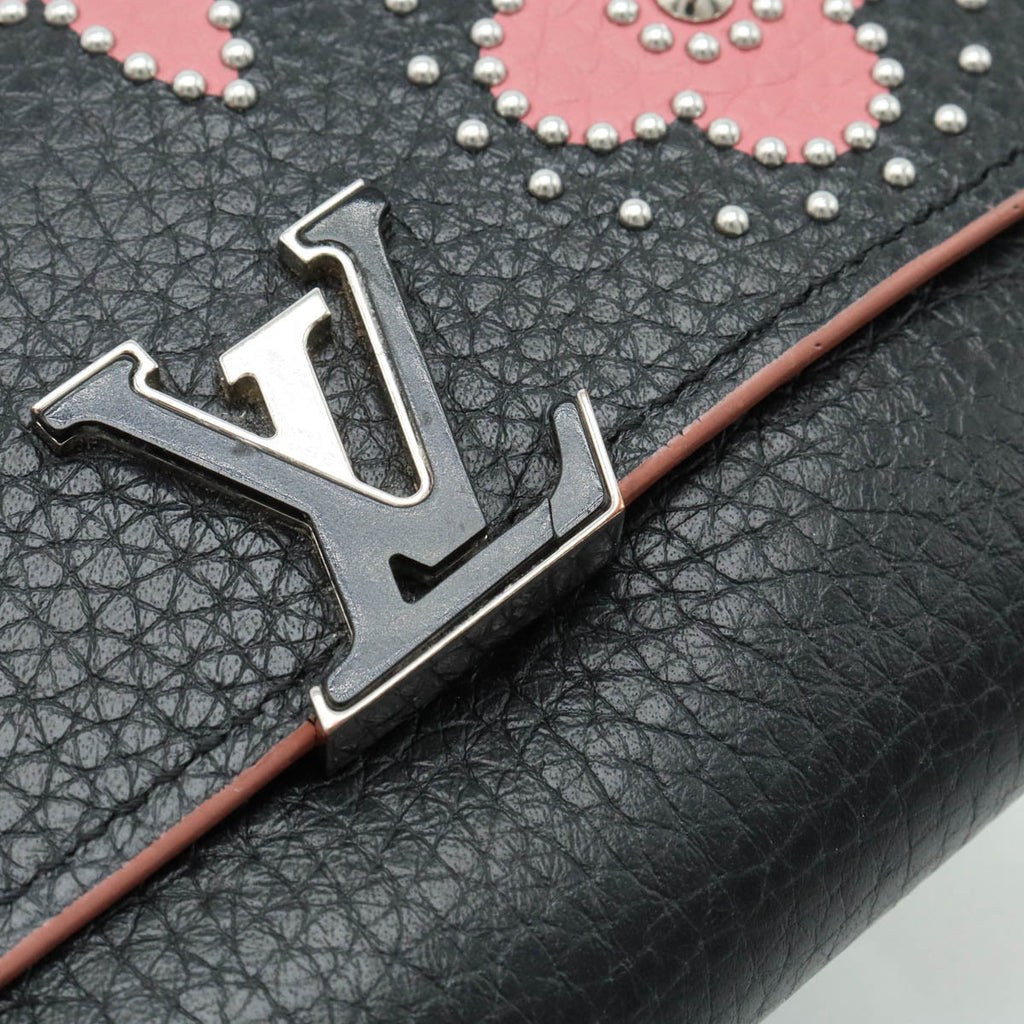 Louis Vuitton Portfolio Capsicum Compact Three Folded Wallet Three Folded Wallet Flowers Trio Laser Black M63222