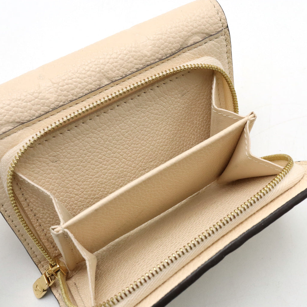 Louis Vuitton Monogram Emplant Portfolio Metis Compact Three Folded Wallet Three Folded Cream Beige M81071