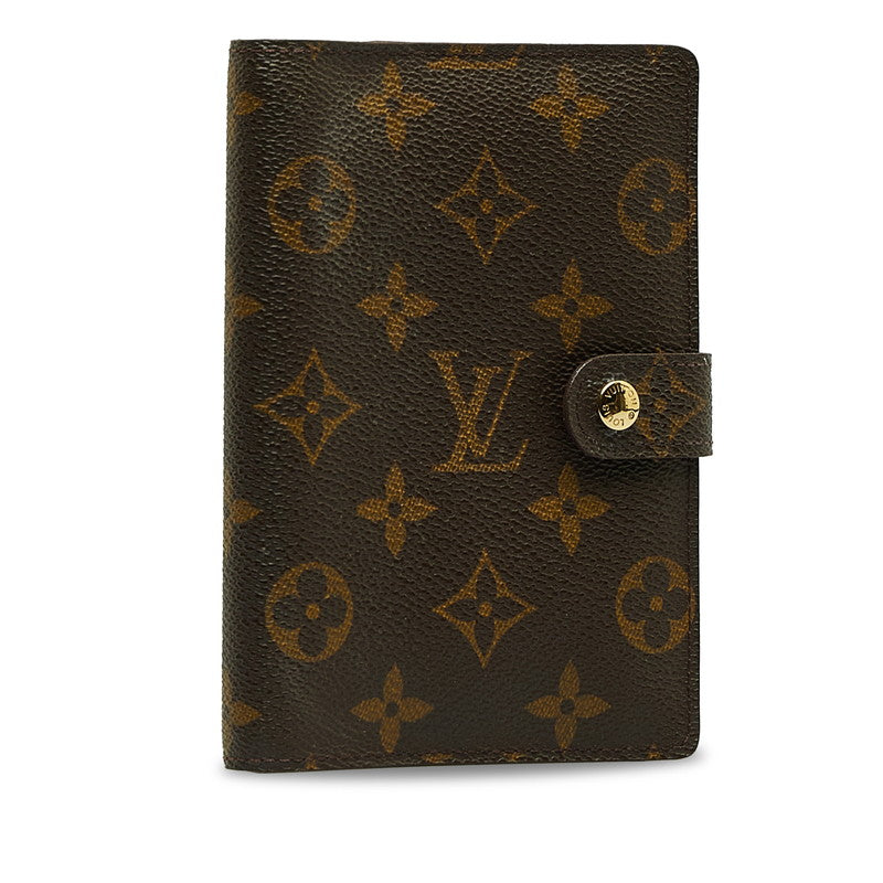 Louis Vuitton Monogram Agenda PM Handbook Cover R20005 Brown PVC Leather Lady Louis Vuitton