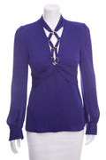 Gucci Purple Silk Tom Ford Era Blouse SZ 40