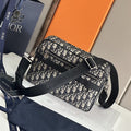 Dior Maxi Safari Bag with Strap Beige and Black Dior Oblique Jacquard