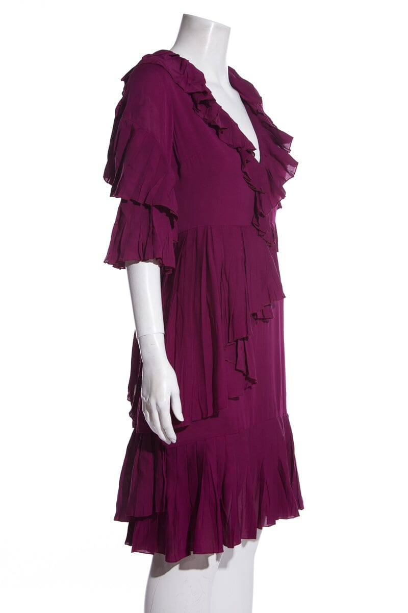 Gucci Violet Ruffle Dress SZ 40