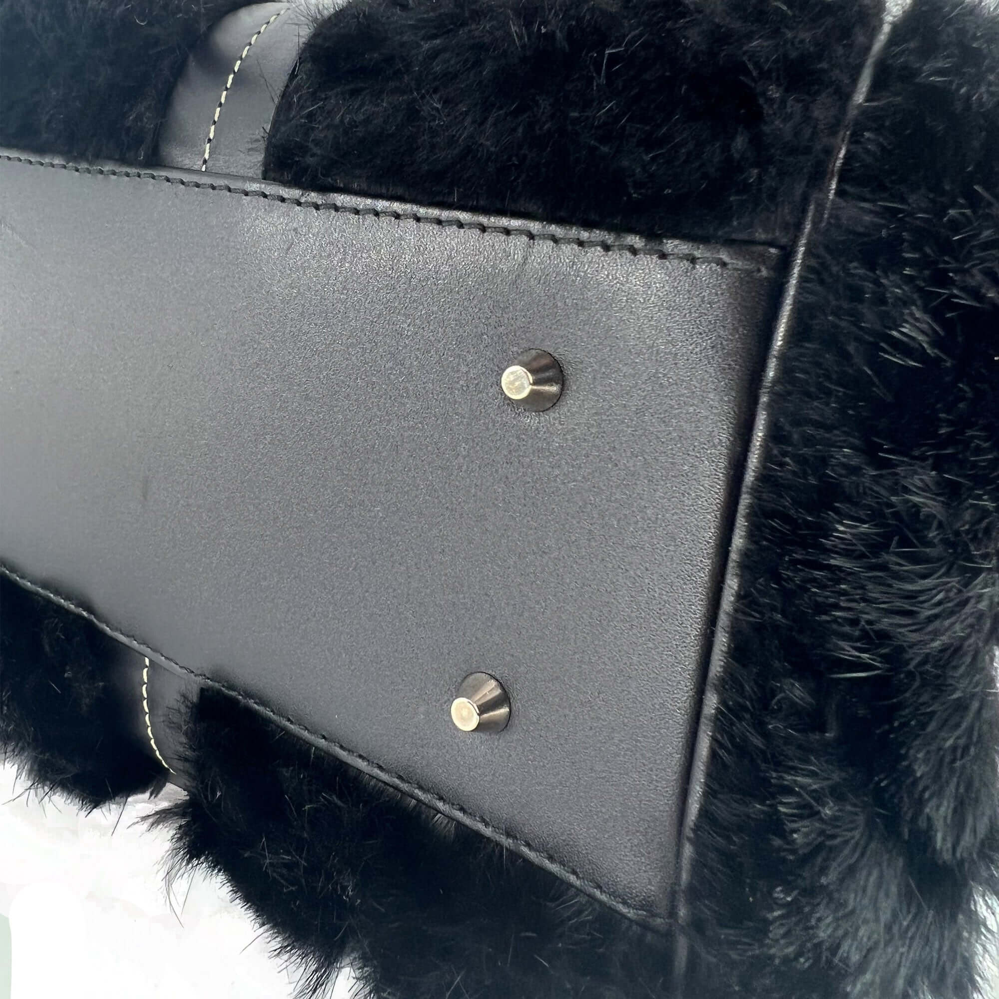 Christian Dior Black Diorissimo Fur and Leather Frame satchel