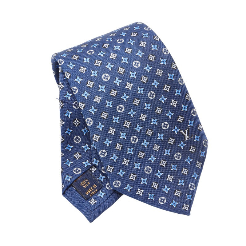 Louis Vuitton Monogram Cravat Cravat M76278 Blue Silk Men's Louis Vuitton