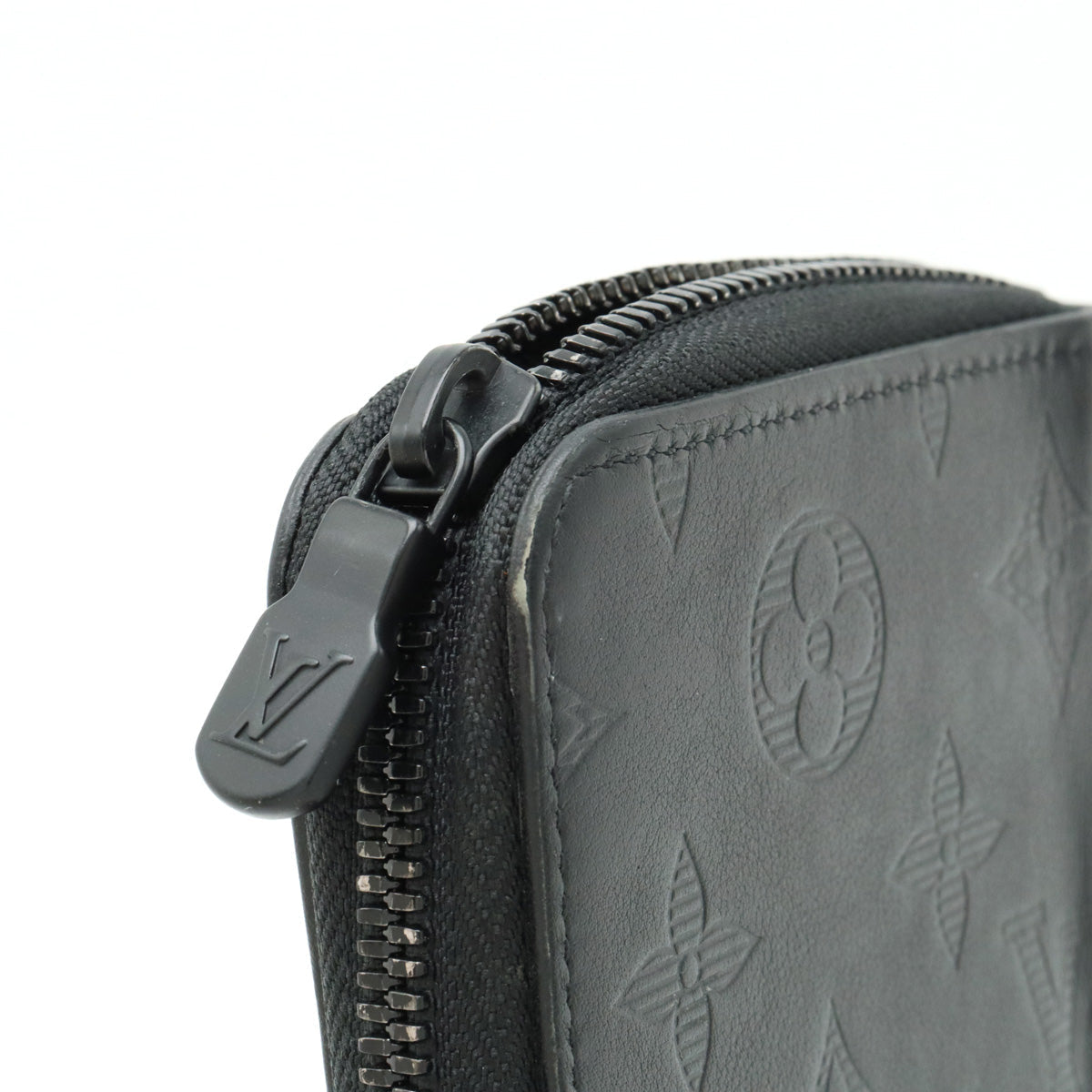 Louis Vuitton Monogram Shadow Zippie Wallet Vertical Round  Long Wallet Leather Black M62902